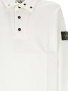 Compass Patch Cotton Fleece Polo Knit Top White - STONE ISLAND - BALAAN 3