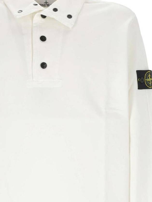 Compass Patch Cotton Fleece Polo Knit Top White - STONE ISLAND - BALAAN 3