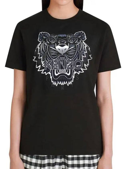 Tiger Logo Print Short Sleeve T-Shirt Black - KENZO - BALAAN 2