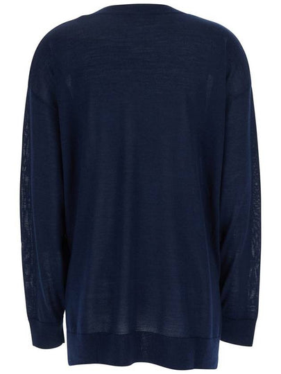 Blue Long-Sleeved Crewneck Sweater In Wool And Silk Blend Woman - P.A.R.O.S.H. - BALAAN 2