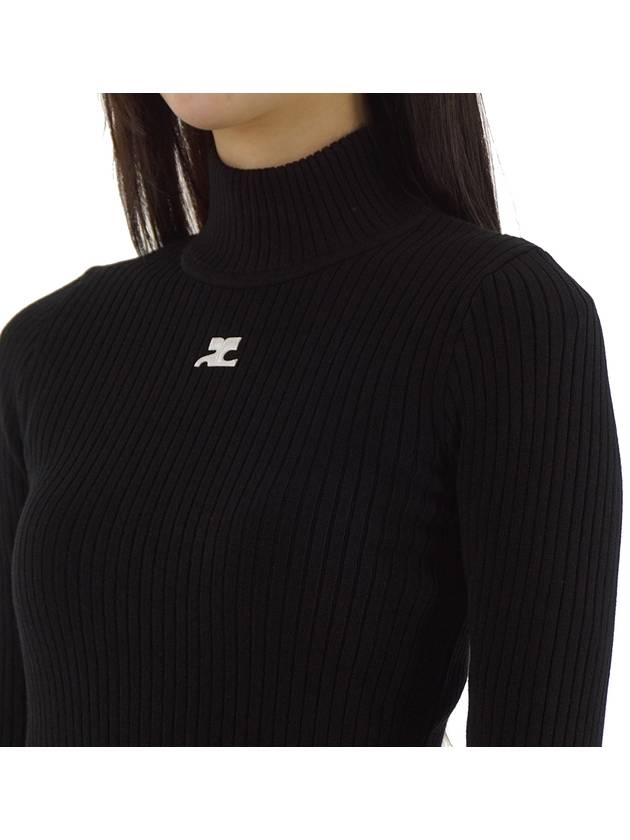 Mockneck Rib Knit Top Black - COURREGES - BALAAN 9