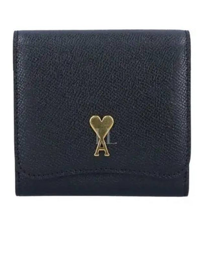 Metal Logo Compact Snap Half Wallet Gold Black - AMI - BALAAN 2