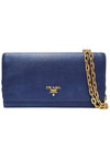 Women s 1M1440 Navy Saffiano Gold Chain Wallet and Mini Cross Bag - PRADA - BALAAN 1