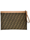 Large Flat FF Clutch Bag Brown - FENDI - BALAAN 3