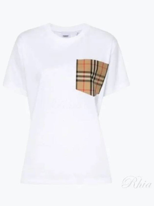 Check Pocket Crew Neck Cotton Short Sleeve T-Shirt White - BURBERRY - BALAAN 2