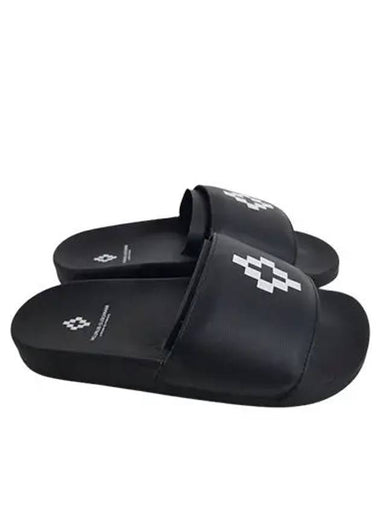 Logo Slider Slippers Black - MARCELO BURLON - BALAAN 1