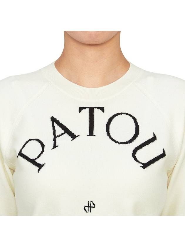 Embroidered Logo Wool Knit Top White - PATOU - BALAAN 8