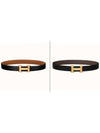 H Gold Buckle Reversible 32mm Leather Belt Noir Chocolate - HERMES - BALAAN 2