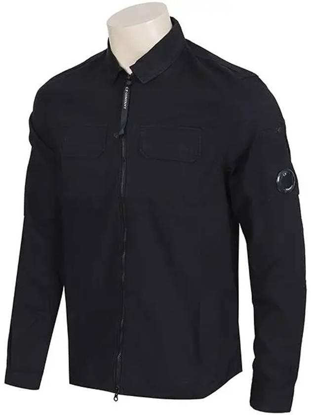 Men's Gabardine Two-Pocket Shirt Zip-Up Jacket Black - CP COMPANY - BALAAN 3