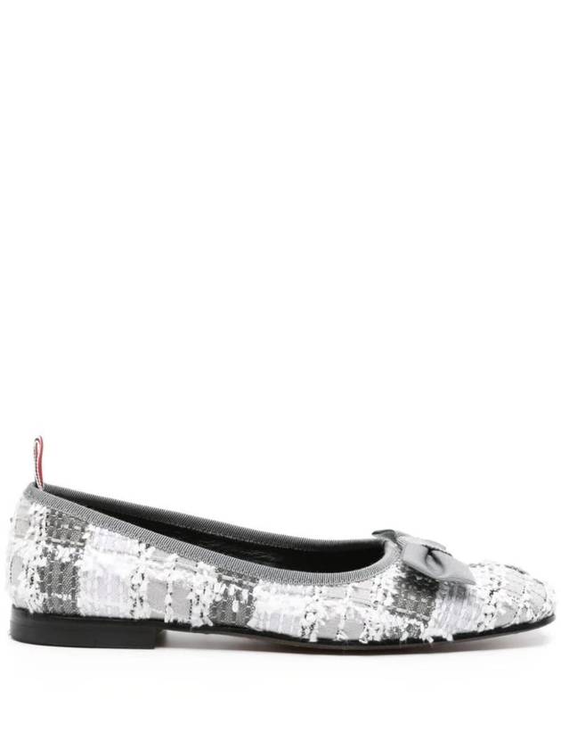 Tartan Tweed Leather Sole Opera Ballerina Grey - THOM BROWNE - BALAAN 1