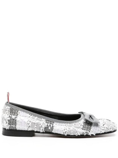 Tartan Tweed Leather Sole Opera Ballerina Grey - THOM BROWNE - BALAAN 1