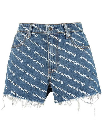 Byte Logo Monogram Denim Shorts Blue - ALEXANDER WANG - BALAAN 2