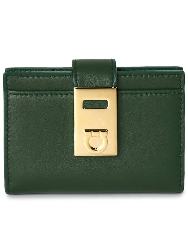 Hug Two-Tone Card Wallet Forest Green - SALVATORE FERRAGAMO - BALAAN 2