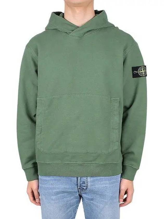 Wappen Patch Cotton Fleece Hoodie Olive - STONE ISLAND - BALAAN 2