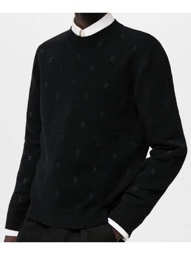 1AFIXC Embroidered Signature Merino Crew Neck - LOUIS VUITTON - BALAAN 3