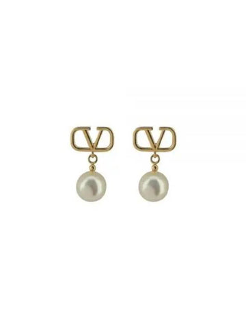 24 4W0J0Q43 UXM 0O3 4W2J0Q43 V logo pearl earrings - VALENTINO - BALAAN 1