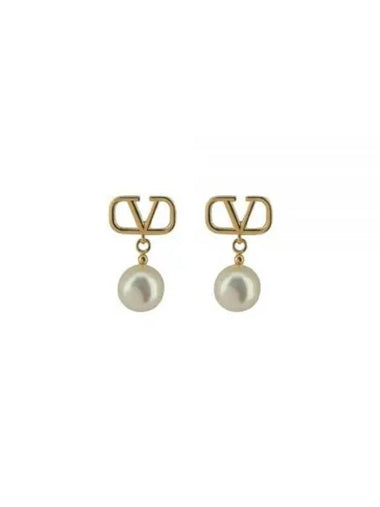 24 4W0J0Q43 UXM 0O3 4W2J0Q43 V logo pearl earrings - VALENTINO - BALAAN 1