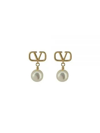 V Logo Signature Drop Earrings Gold - VALENTINO - BALAAN 2