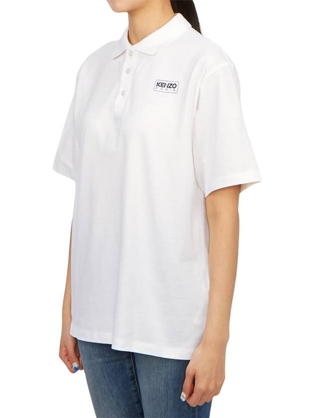 Kids Logo Print Pique Polo Short Sleeve T-Shirt White - KENZO - BALAAN 3