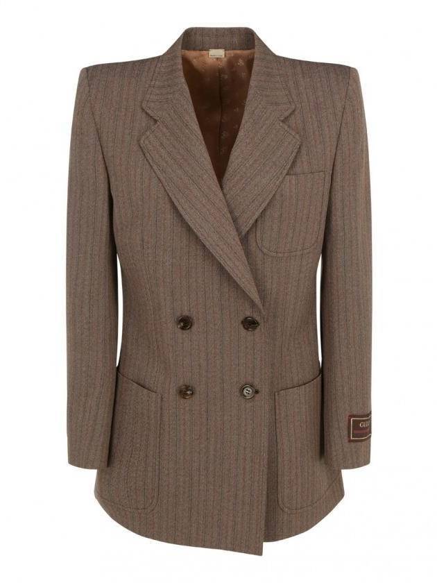 Herringbone Wool Jacket Brown - GUCCI - BALAAN 1