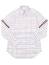 Men's Plaid Three Stripes Armband Oxford Long Sleeve Shirt Light Pink - THOM BROWNE - BALAAN 2