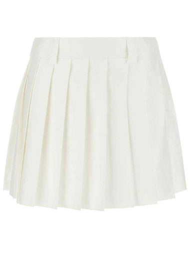 Mini Cotton Pleated Skirt White - MIU MIU - BALAAN 1