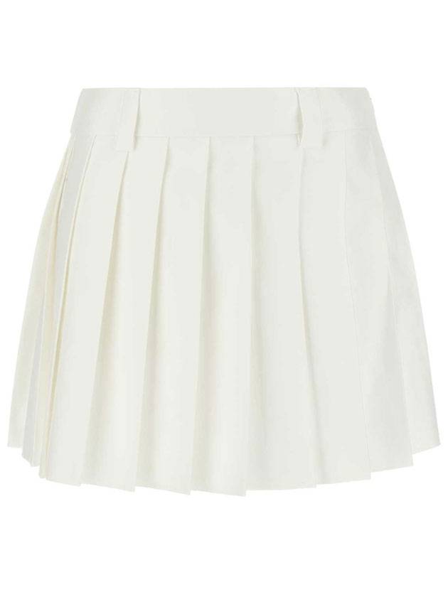 Mini Cotton Pleated Skirt White - MIU MIU - BALAAN 1