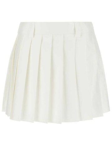 Mini Cotton Pleated Skirt White - MIU MIU - BALAAN 1