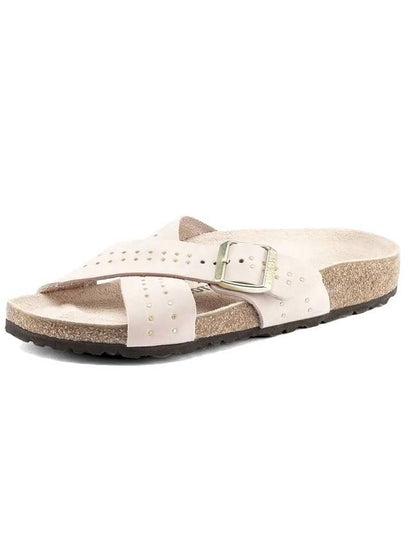 Sienna Nubuck Leather Slippers Light Rose Rivets - BIRKENSTOCK - BALAAN 2