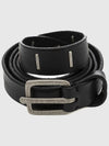 silver plate staple belt black plain leather men's leather belt - GOLEMETH - BALAAN 6