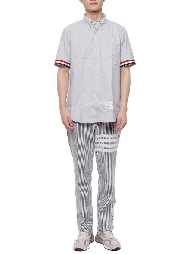 Men's Pincode Armband Short Sleeve Shirt Grey - THOM BROWNE - BALAAN 4