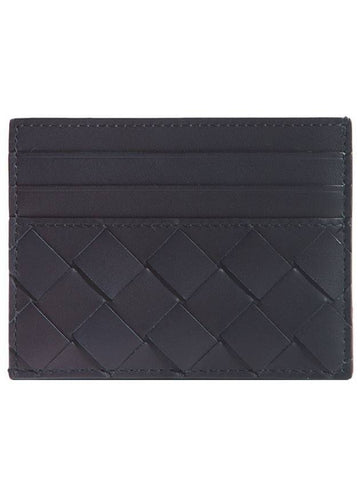 Intrecciato Leather Card Wallet Navy - BOTTEGA VENETA - BALAAN 1