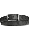 Men's Harness Buckle Reversible 30mm Leather Belt Charcoal Black - COACH - BALAAN 1