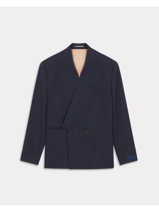 Striped Tailored Kimono Cotton Jacket Navy - KENZO - BALAAN 2