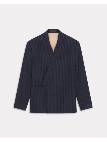 Striped Tailored Kimono Cotton Jacket Navy - KENZO - BALAAN 1