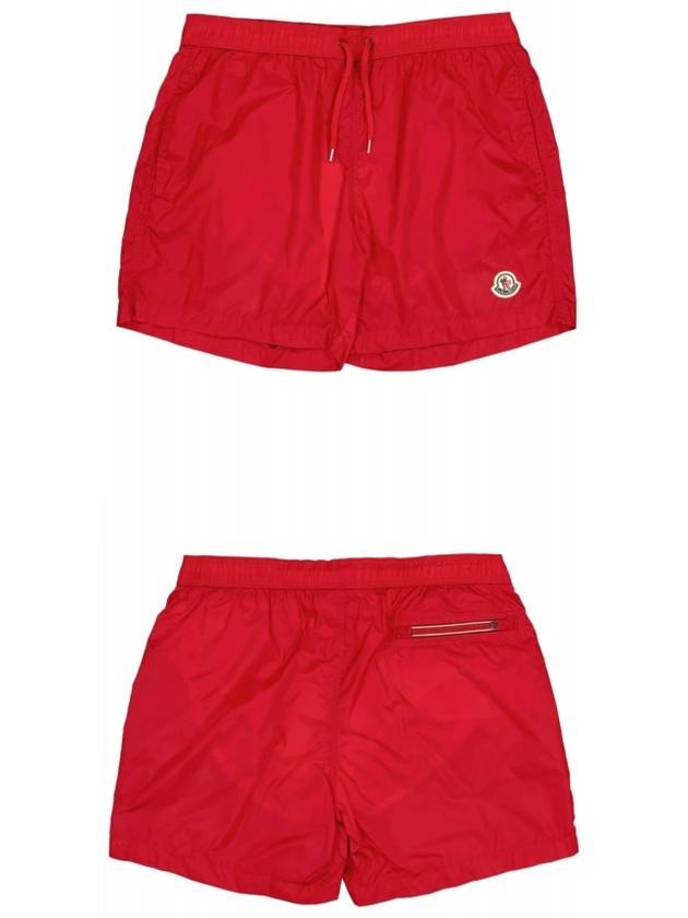 Men's Logo Patch Three Stripes Lining Swim Shorts Red - MONCLER - BALAAN 5