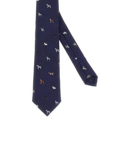 Dog Pattern Silk Tie Navy - PAUL SMITH - BALAAN 1