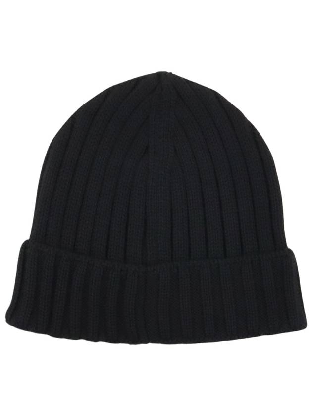 Logo Patch Wool Beanie Black - CP COMPANY - BALAAN 3