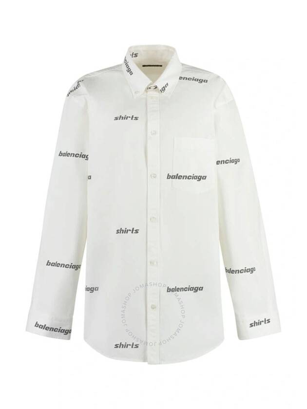 Printed Logo Allover Cotton Long Sleeve Shirt White - BALENCIAGA - BALAAN 2