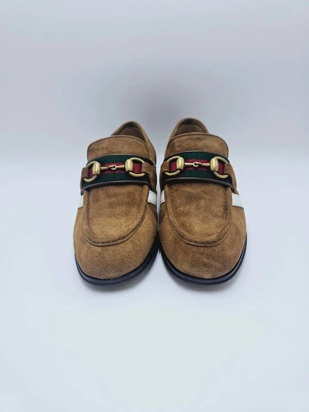 Horsebit 3 Stripe Suede Loafers Brown - GUCCI - BALAAN 4