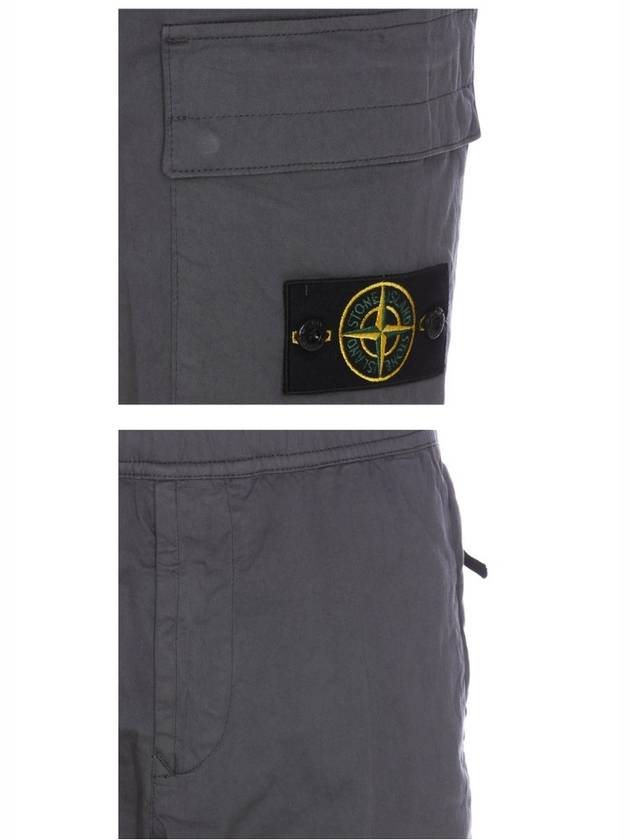 Garment Dyed Cotton Wool Satin Cargo Track Pants Grey - STONE ISLAND - BALAAN 6