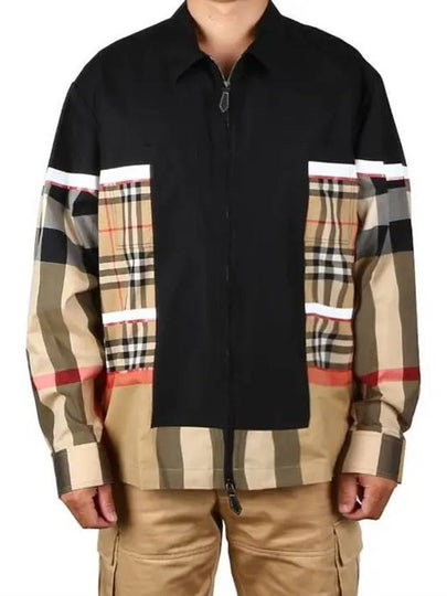 Hamel Oversized Zip-Up Jacket Black Beige - BURBERRY - BALAAN 2