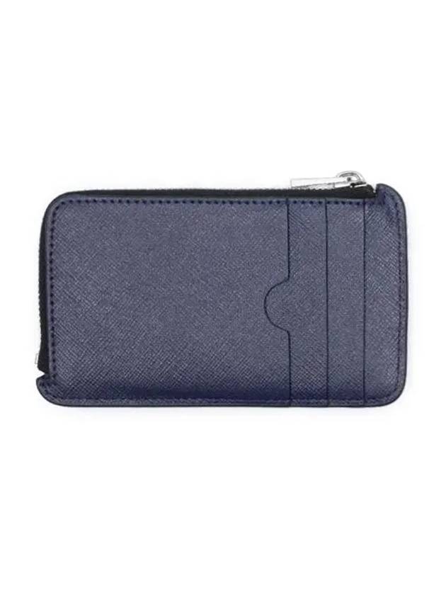 Engraved Logo Zippered Leather Card Wallet Black - MARNI - BALAAN 3