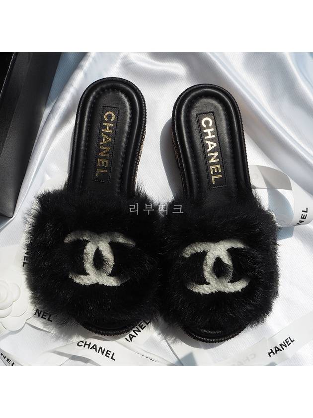 shirring lambskin mule sandals black - CHANEL - BALAAN.