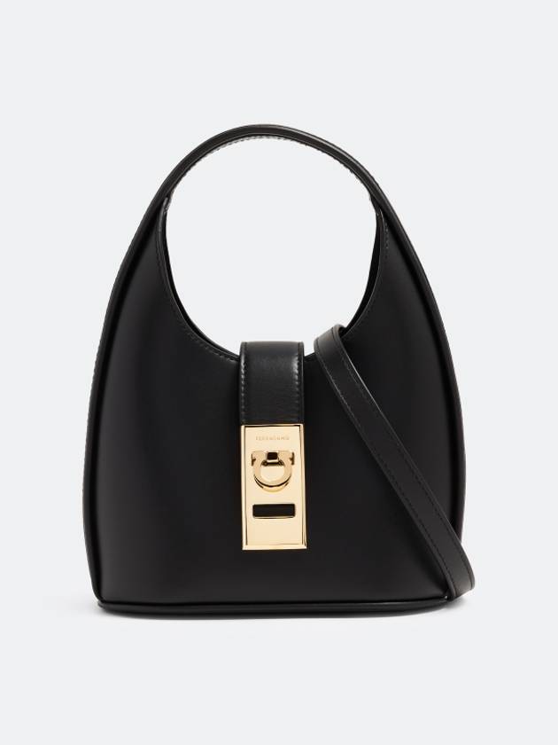 Women's Gancini Buckle Mini Hobo Shoulder Bag Black - SALVATORE FERRAGAMO - BALAAN 2