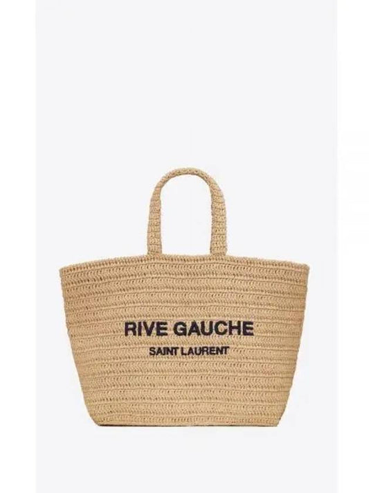 Rive Gauche Raffia Crochet Tote Bag Beige - SAINT LAURENT - BALAAN 2