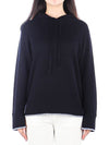 Women's Relaxed Cashmere Cotton Hoodie Navy - THEORY - BALAAN 2