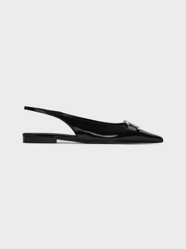 Alma Triomphe Flat Slingback in Glossy Calfskin Black - CELINE - BALAAN 2