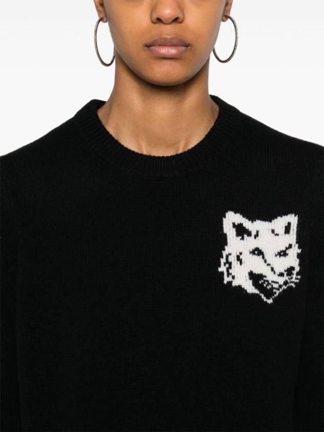 Fox Head Wool Sweatshirt Black - MAISON KITSUNE - BALAAN 3