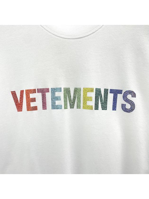 Multi Color Crystal Logo Short Sleeve T-Shirt White - VETEMENTS - BALAAN 5